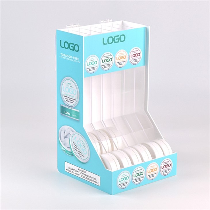 Center Top Acrylic Nicotin Pouch Snus Display